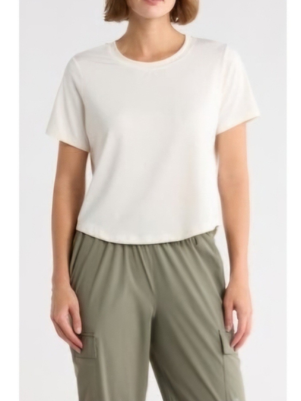 90 Degree by Reflex Mesh Cropped Boxy Tee White Dove Small Workout Top